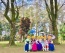 大宝保育園の卒業生達が境内の桜の木の下で記念撮影しました。